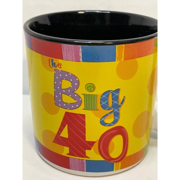 Burton Happy Birthday Big 40 ceramic coffee mug cup 3 1/2" 2007 yellow - Picture 8 of 9
